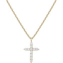 4K Gold Plated Cubic Zirconia Cross Necklace for Women