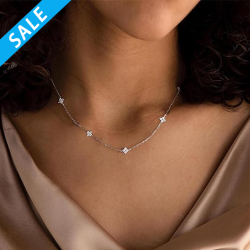 Gold Necklaces for Women Cute Station Choker Simulated Diamond Necklace